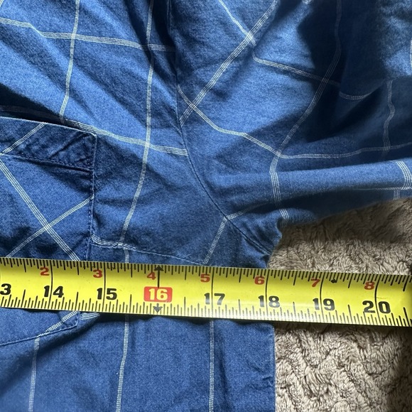 A New Day Woman's XS Blue Long Sleeve Button Up Shirt Collared Windowpane - Picture 3 of 6